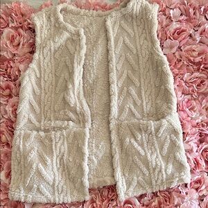 Cream Fuzzy Sleeveless Vest